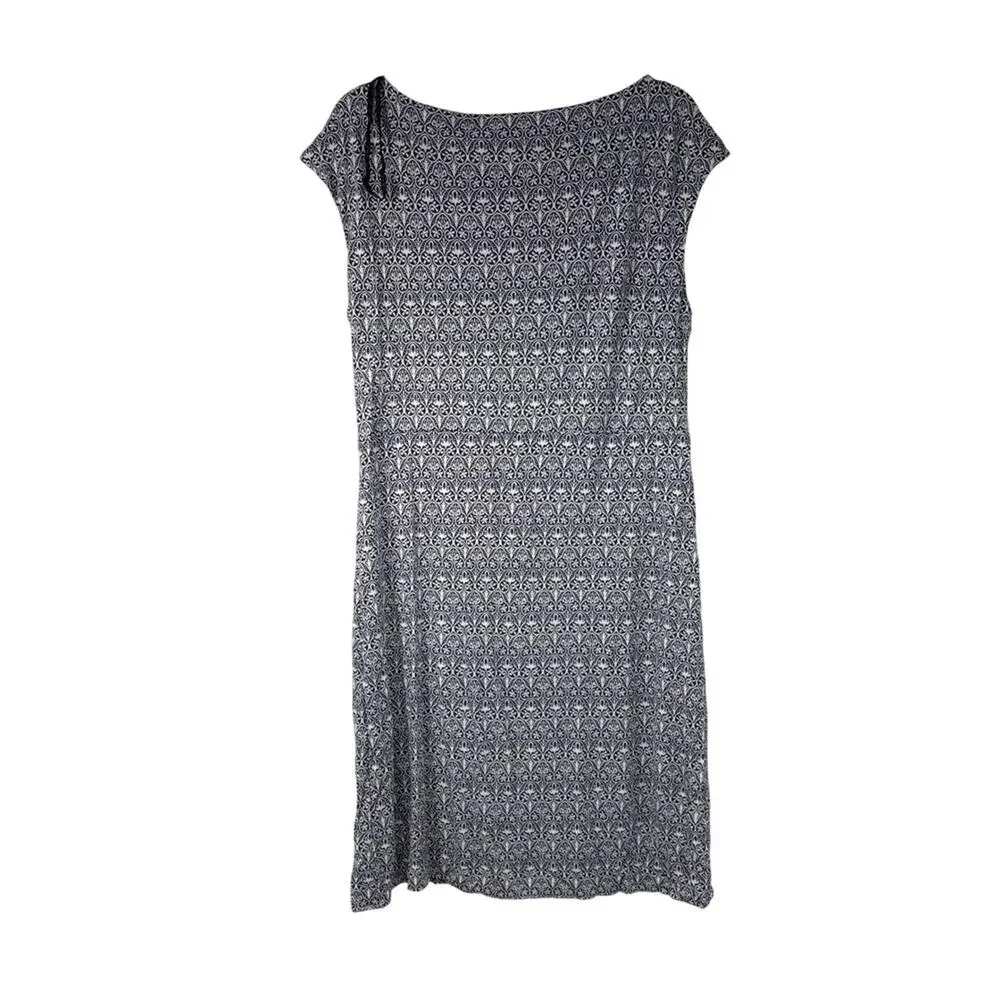 Tory‎ Burch Blue White Pattern Dress 100% Rayon L Womens